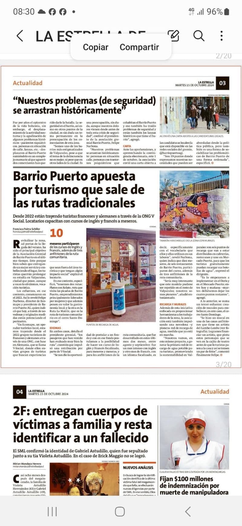 Media post in Valparaíso about V Social support in Ecomapu